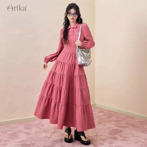 Polo Neck Long Puff Sleeves Cake Dress